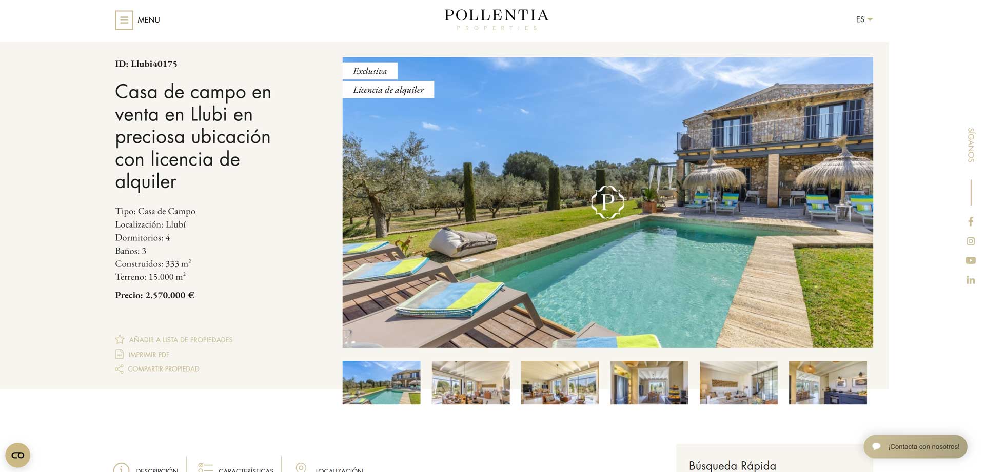 Diseño web pollentia properties